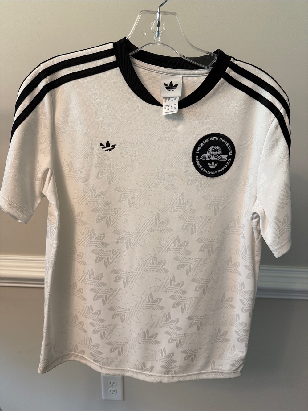 adidas White and Black Short Sleeve Tee with Trefoil Logo